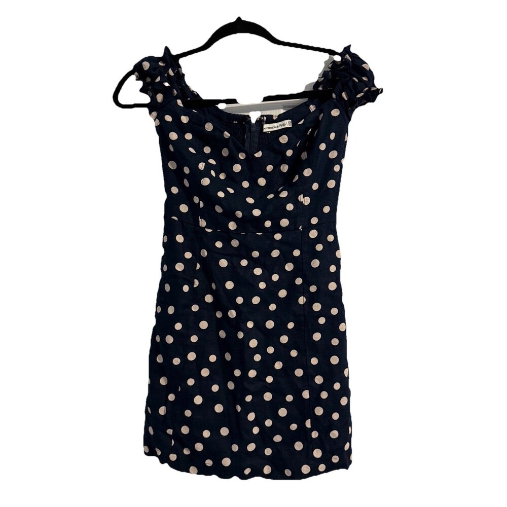 Abercrombie & Fitch Women's Polka Dot Mini Dress Size XSP Navy White Preppy Y2K